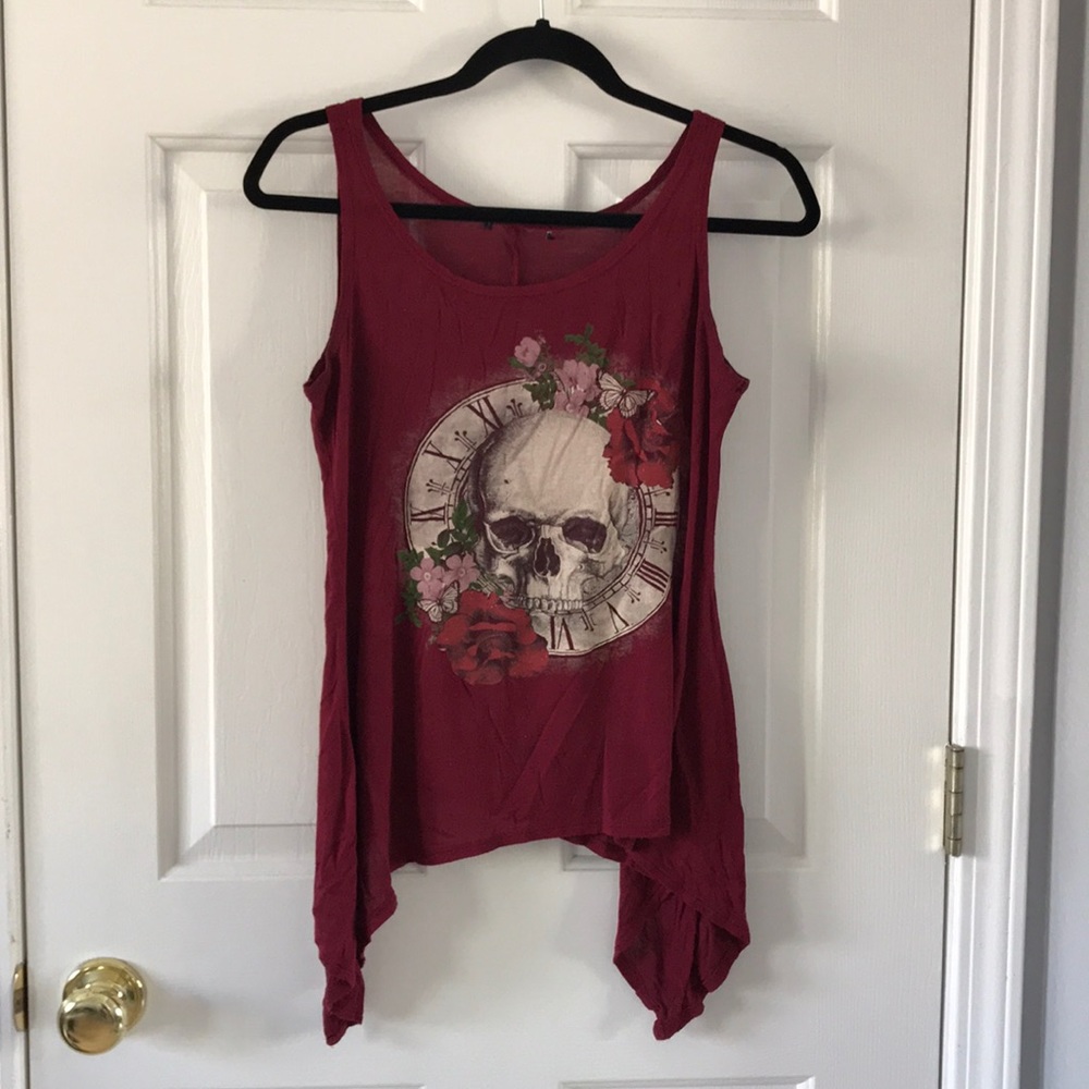 Maroon skull tank top
